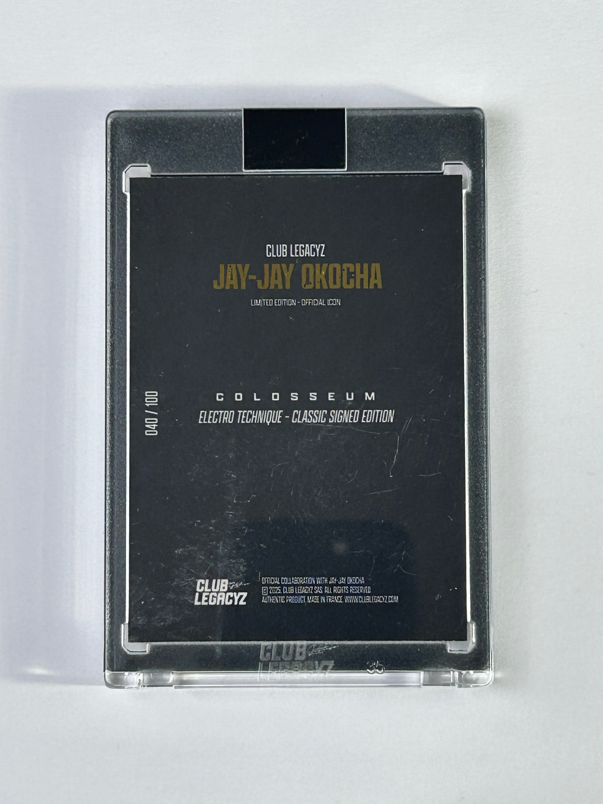 Jay-Jay Okocha Club Legacyz Colosseum Auto 040/100 – Rückseite