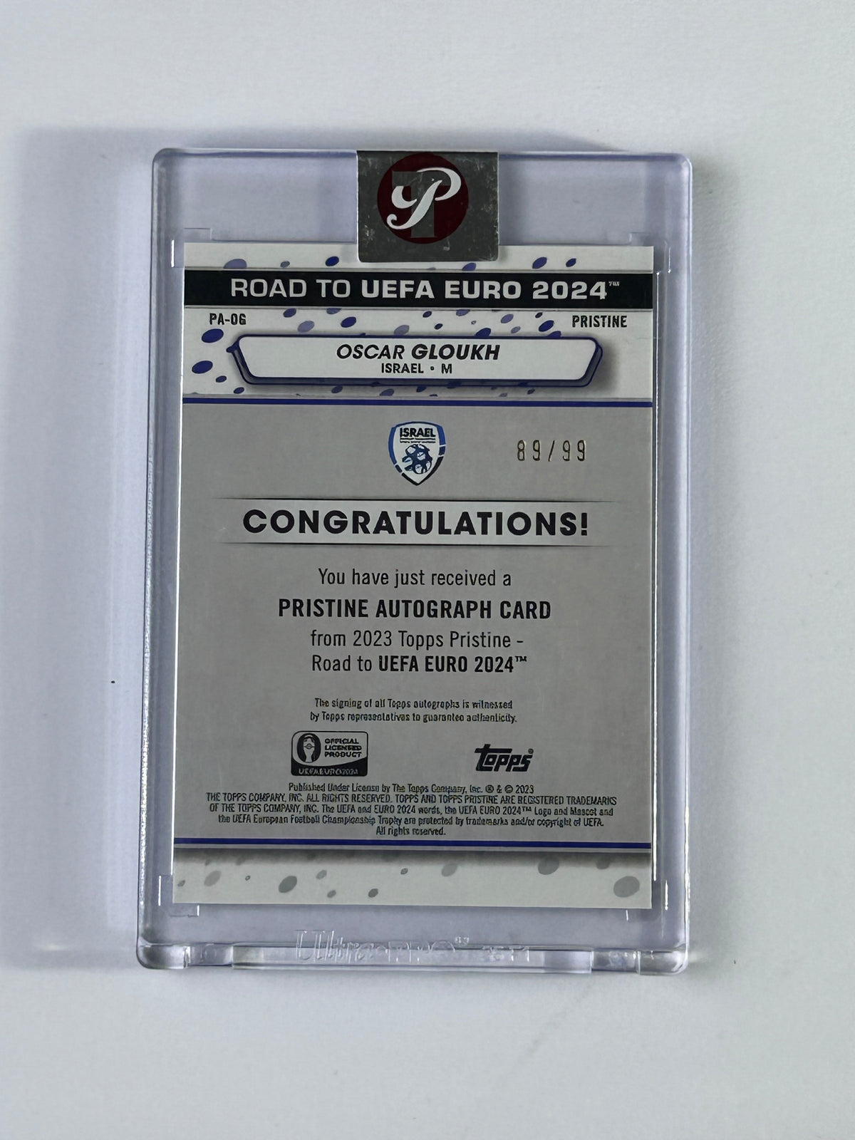 Oscar Gloukh Topps Pristine Auto 89/99 – Rückseite