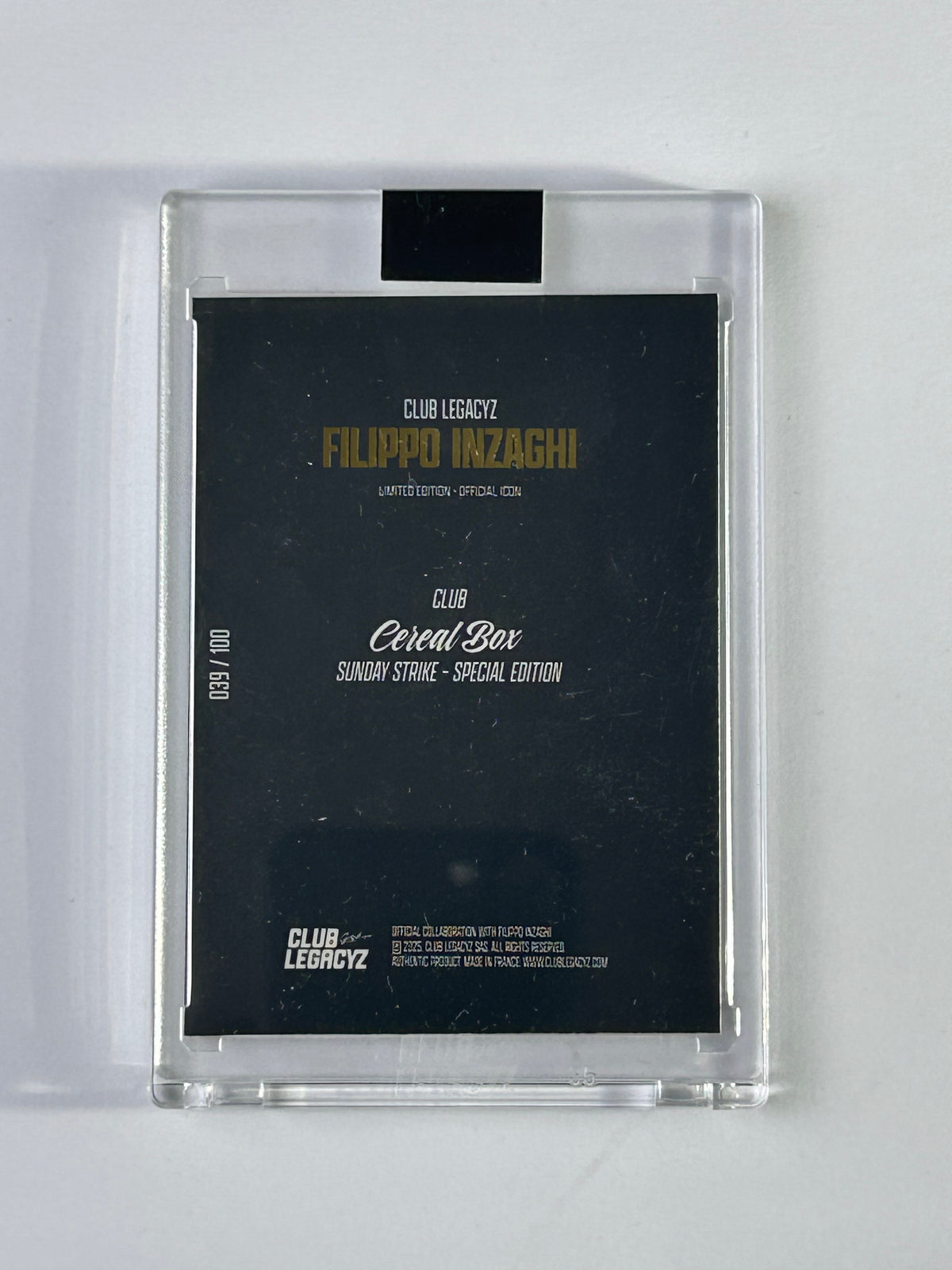 Filippo Inzaghi Club Legacyz Cereal Box 039/100 – Rückseite