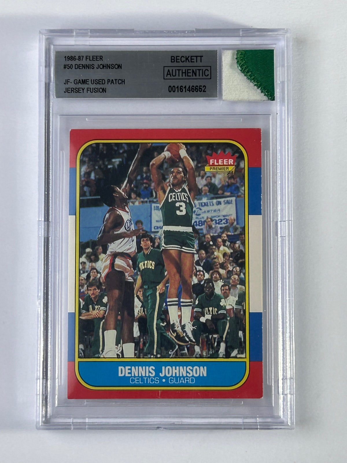Dennis Johnson 1986-87 Fleer Jersey Fusion Beckett – Vorderseite