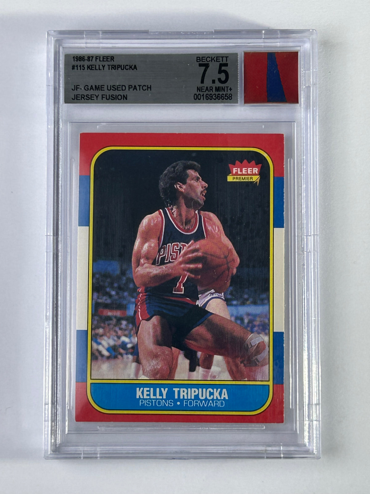 Kelly Tripucka 1986-87 Fleer Jersey Fusion BGS 7.5 – Vorderseite