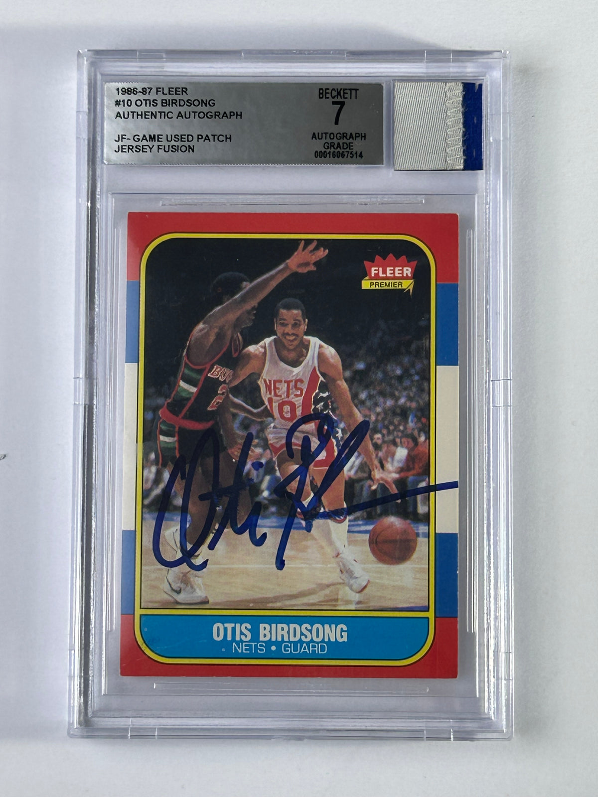 Otis Birdsong 1986-87 Fleer Auto Jersey Fusion BGS – Vorderseite