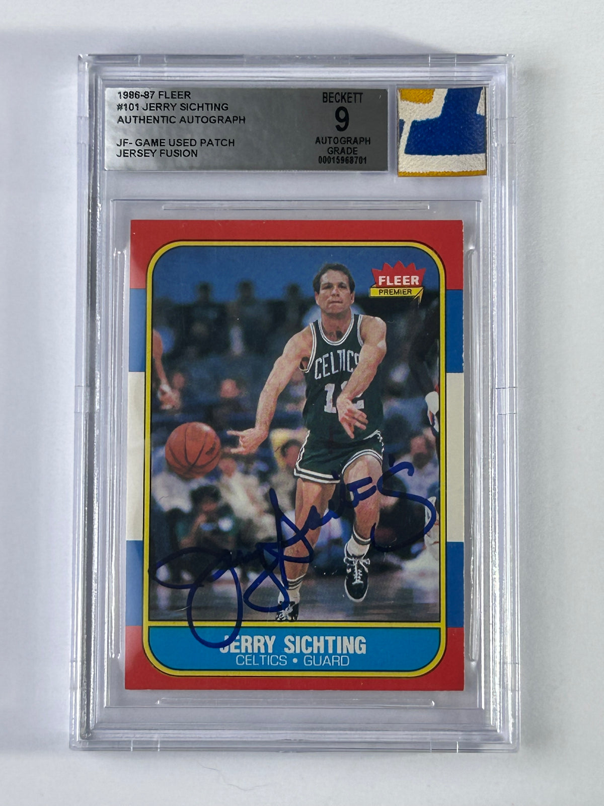 Jerry Sichting 1986-87 Fleer Auto Jersey Fusion BGS – Vorderseite