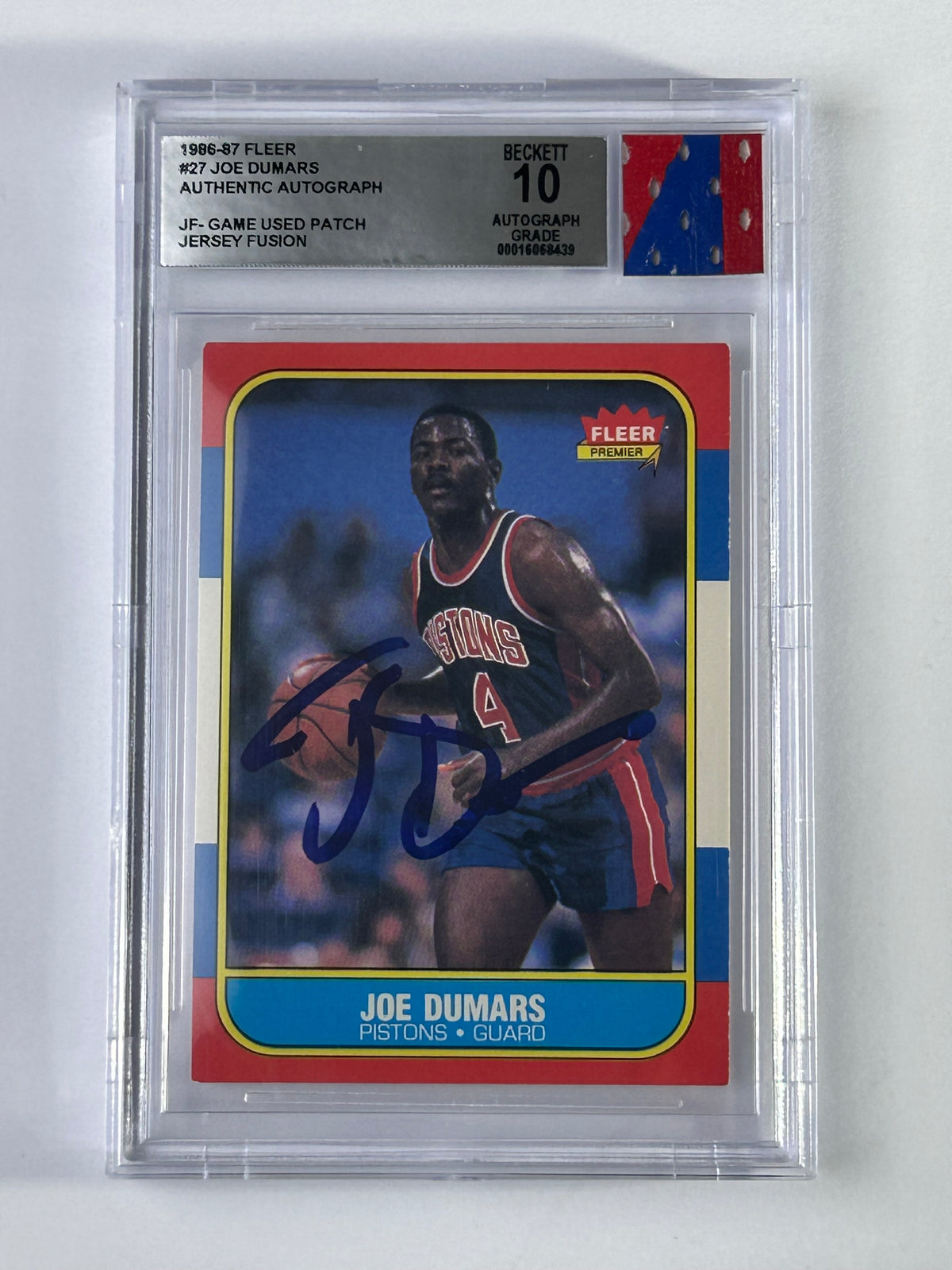 Joe Dumars 1986-87 Fleer Auto Jersey Fusion BGS – Vorderseite