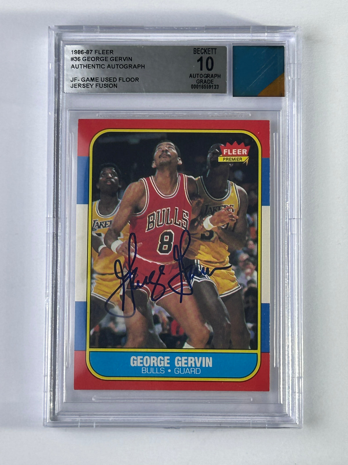 George Gervin 1986-87 Fleer Auto Jersey Fusion BGS – Vorderseite