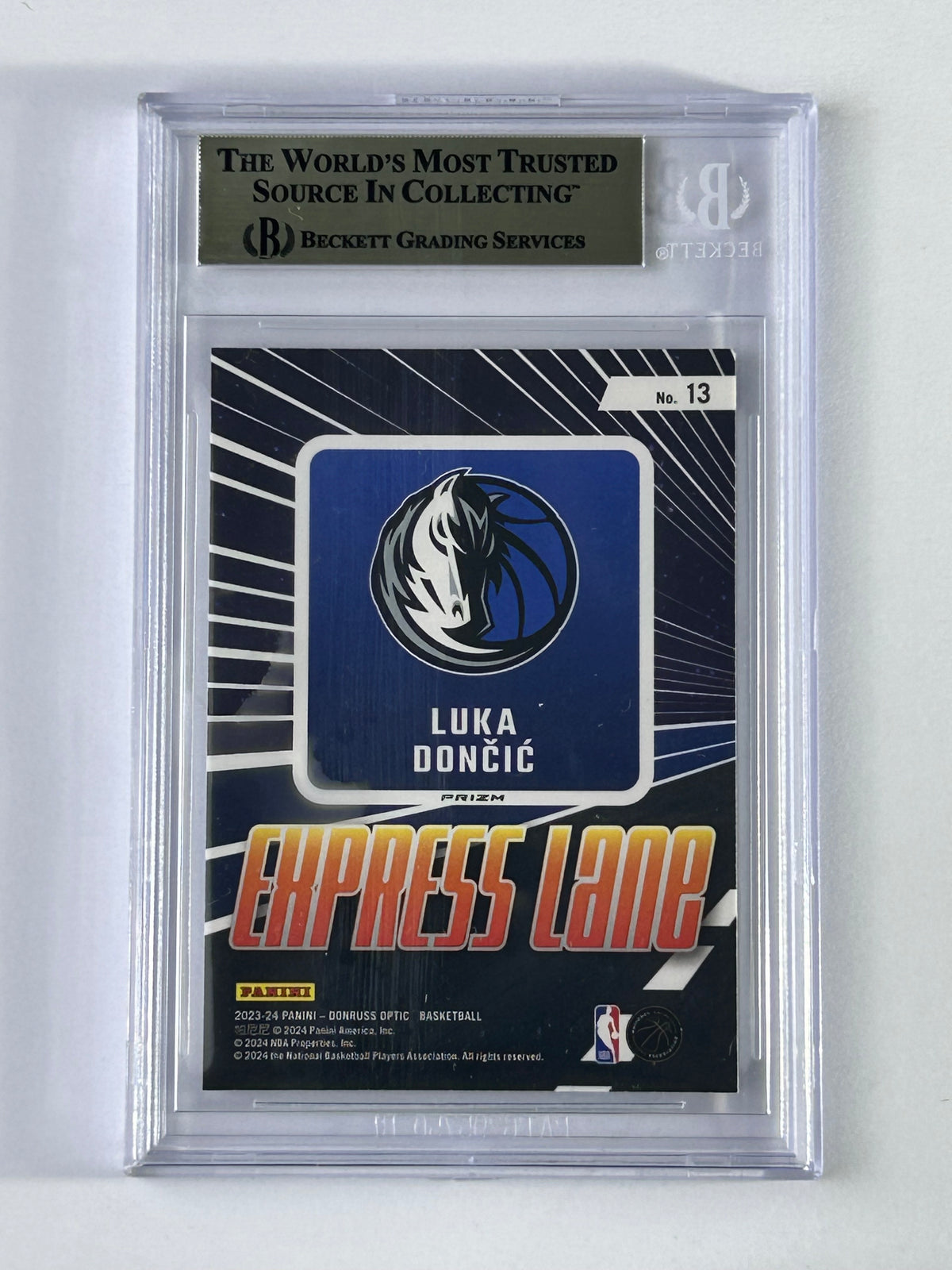 Luka Doncic 2023-24 Donruss Optic Express Lane Purple BGS 9.5 – Rückseite