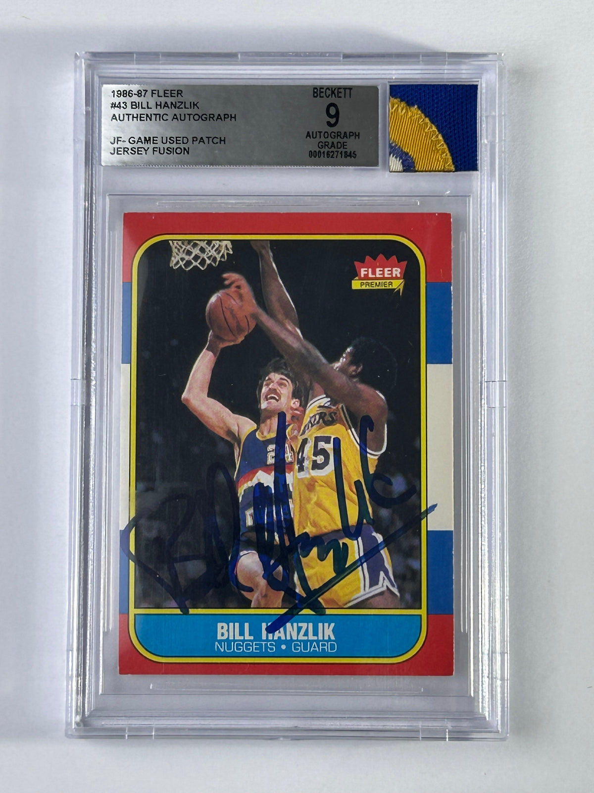 Bill Hanzlik 1986-87 Fleer Auto Jersey Fusion BGS – Vorderseite