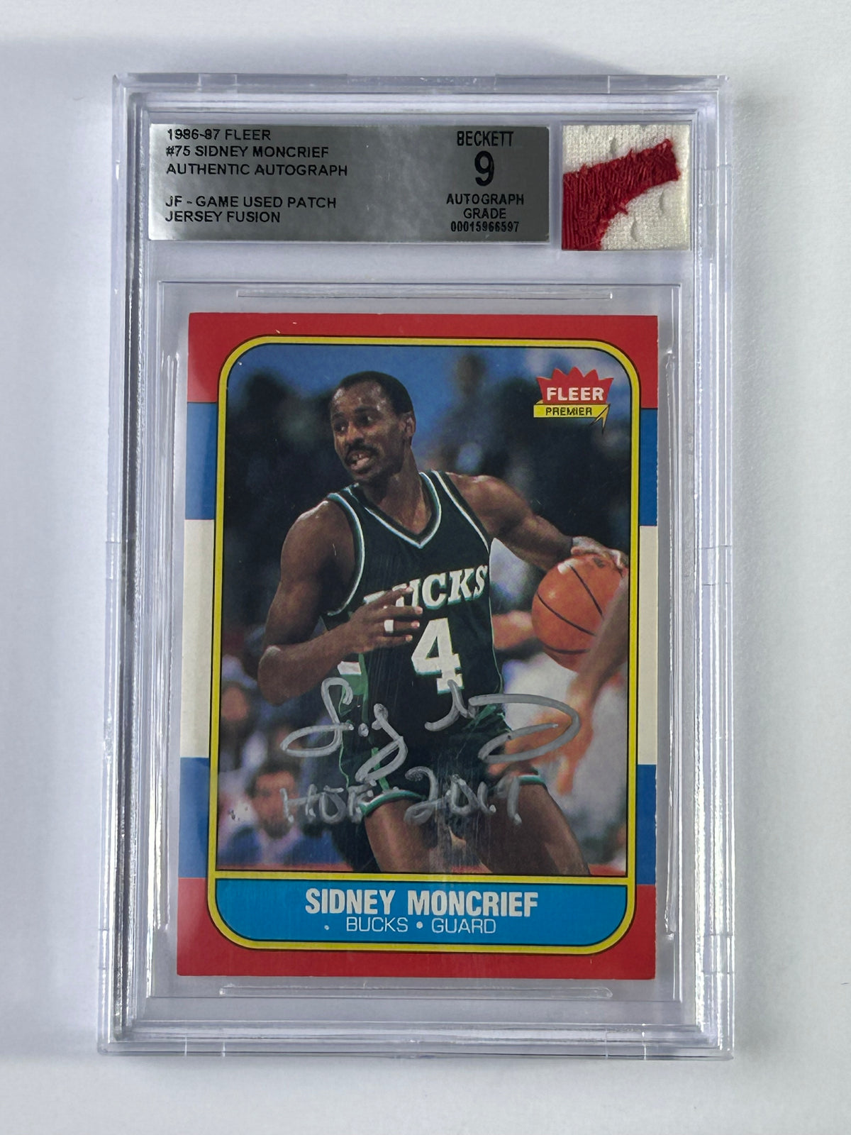 Sidney Moncrief 1986-87 Fleer Auto HOF 2019 Jersey Fusion BGS – Vorderseite