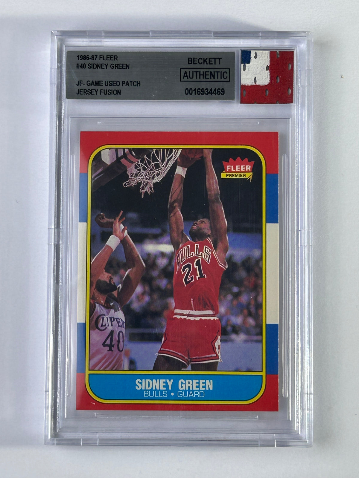 Sidney Green 1986-87 Fleer Jersey Fusion Beckett – Vorderseite