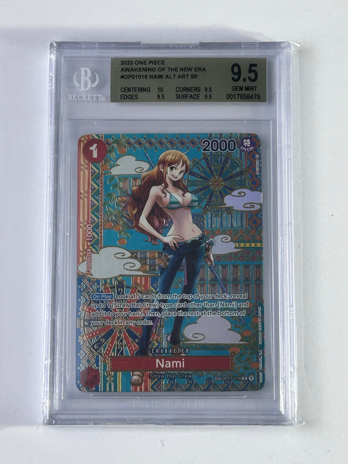 Nami OP01-016 SP Awakening of the New Era BGS 9.5 – Vorderseite