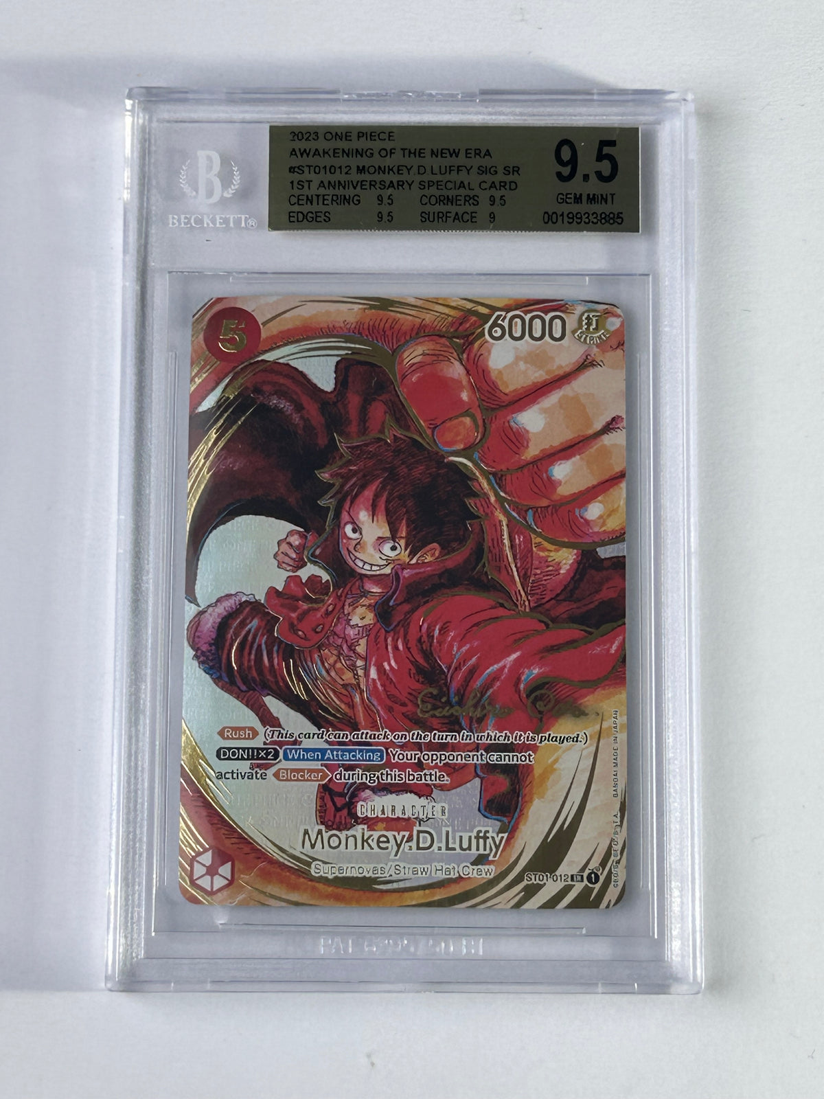 Monkey D. Luffy ST01-012 Signature 1st Anniversary BGS 9.5 – Vorderseite