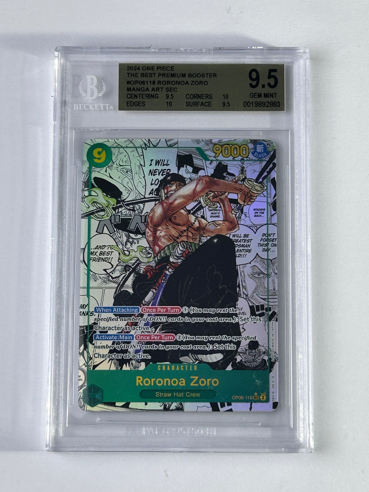 Roronoa Zoro OP06-118 Manga Art PRB-01 BGS 9.5 – Vorderseite