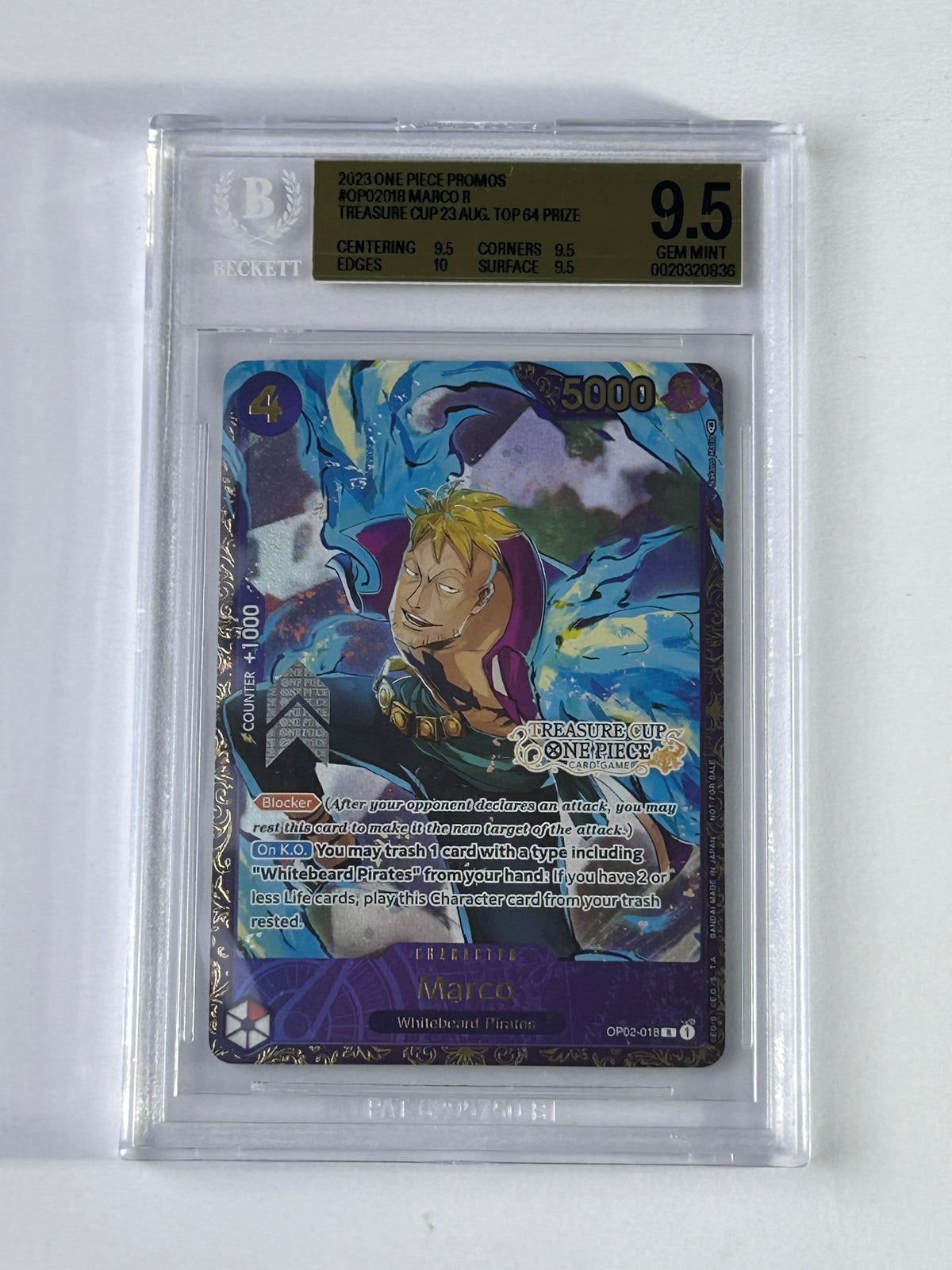 Marco OP02-018 Treasure Cup Top 64 BGS 9.5 – Vorderseite